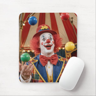 Happy Clown Juggling Colourful Balls Mouse Pad