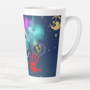 Happy clown, stars the in the sky  latte mug