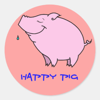 Happy Cochon Classic Round Sticker