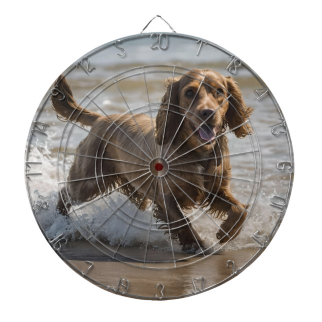 Happy Cocker Spaniel Beach Fun Day, Dartboard (Front)