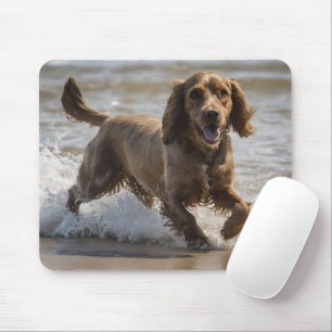 Happy Cocker Spaniel Beach Fun Day,  Mouse Pad