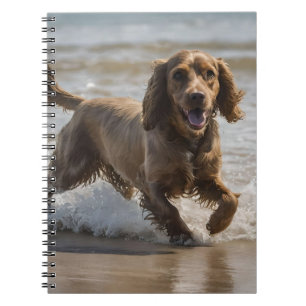 Happy Cocker Spaniel Beach Fun Day, Notebook