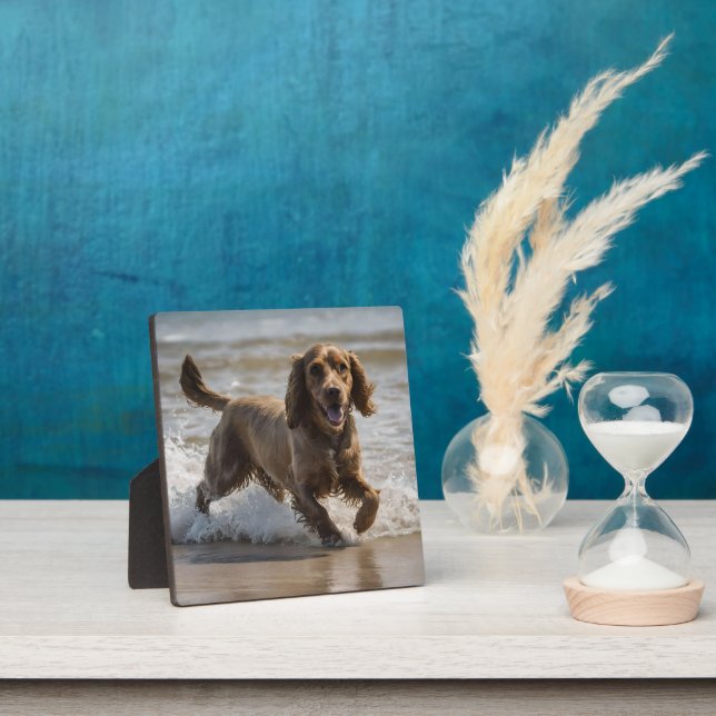 Happy Cocker Spaniel Beach Fun Day,  Plaque (Insitu)
