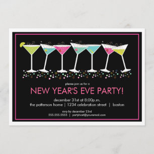 Happy Cocktails New Years Eve Party Invitation