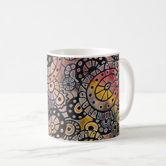 Happy Coffee Acrylic Hand Painted Rustic Modern Coffee Mug (Front Right)