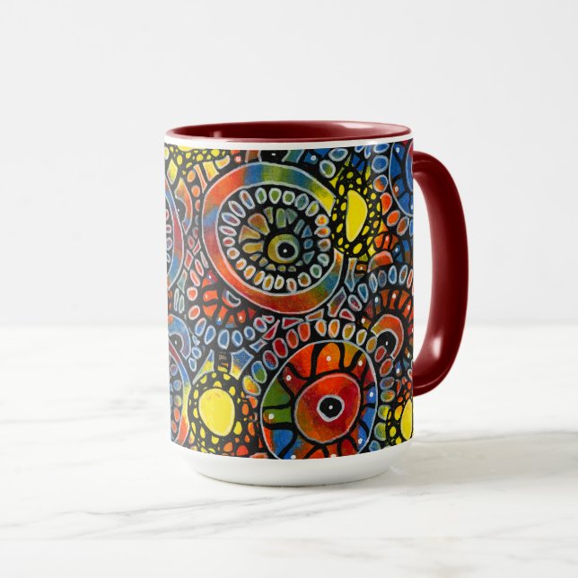 Happy Coffee Acrylic Hand Painted Rustic Modern Mug (Front Right)