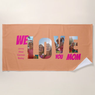 Happy Colorful Personalized Photo Art Beach Towel