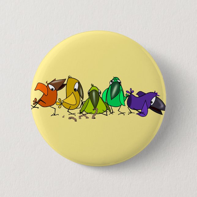 Happy Colourful Birds Button Fun (Front)