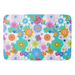 Happy colourful bright flowers cheerful multicolor bath mat