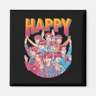 Happy colourful bubble letter design magnet