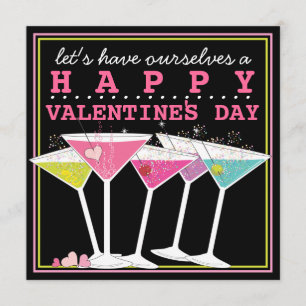 Happy Colourful Cocktails Valentines Day Party Invitation