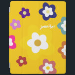 Happy Colourful Daisy Flowers Personalized-Yellow iPad Cover<br><div class="desc">Protect your iPad,  iPad-air,  iPad-mini with this cute whimsical happy daisy flowers cover with a place to put your name/initials on. To change the font or background colour just click the "Customize it" button.</div>