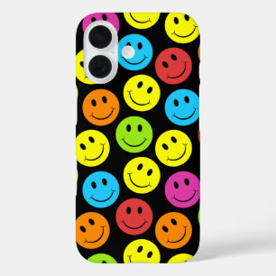 Happy Colourful Faces Pattern iPhone 16 Case
