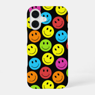 Happy Colourful Faces Pattern iPhone 16 Case