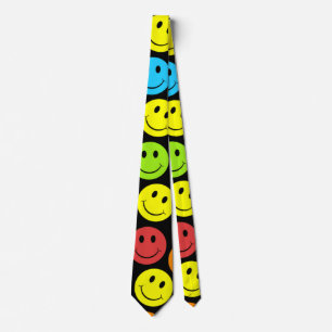 Happy Colourful Faces Pattern Tie