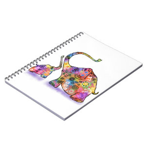 Happy Colourful Mother and Baby Elephant - Drawing Notebook