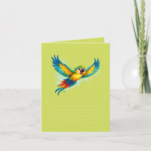 Happy Colourful Parrot in Flight Kawaii Bird Desig Invitation