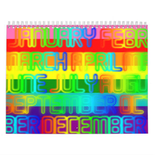 Happy Colourful Rainbow Colours Typography Calendar