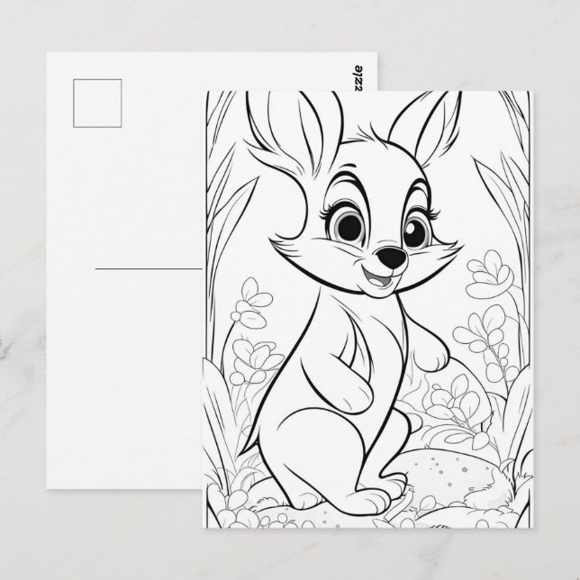 Happy Colouring Page Postcard (Front/Back)