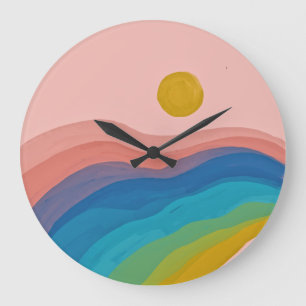 Happy Colours - Abstract Art Painting Colourful Large Clock