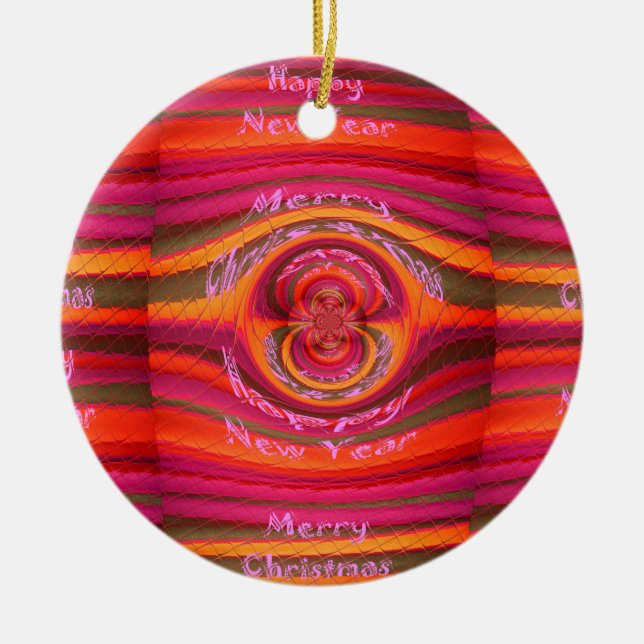 Happy Colours Merry Christmas Happy New Year  Desi Ceramic Ornament (Front)