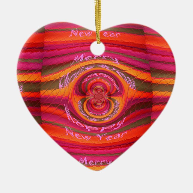Happy Colours Merry Christmas Happy New Year  Desi Ceramic Ornament (Front)