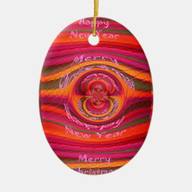 Happy Colours Merry Christmas Happy New Year  Desi Ceramic Ornament (Front)