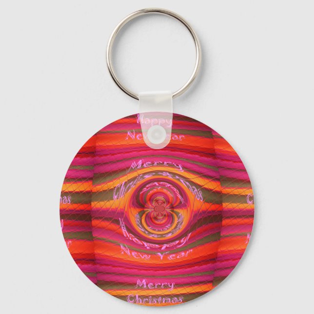 Happy Colours Merry Christmas Happy New Year  Desi Keychain (Front)