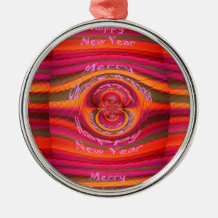 Happy Colours Merry Christmas Happy New Year  Desi Metal Ornament