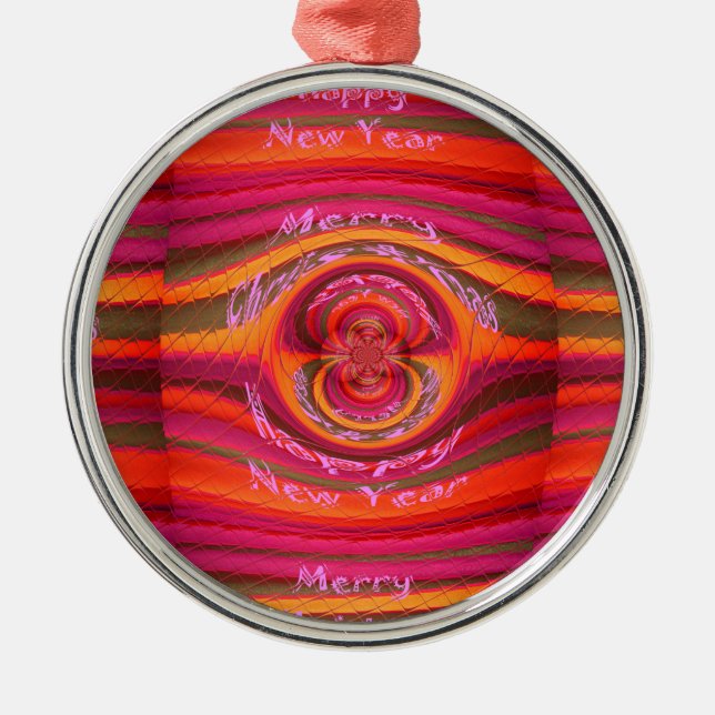 Happy Colours Merry Christmas Happy New Year  Desi Metal Ornament (Front)