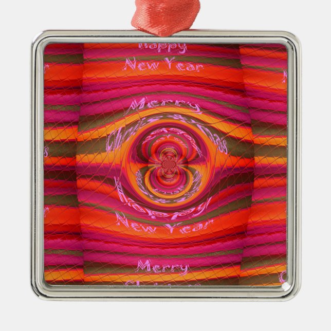 Happy Colours Merry Christmas Happy New Year  Desi Metal Ornament (Front)