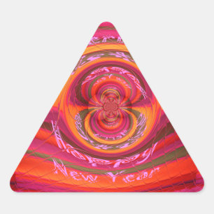Happy Colours Merry Christmas Happy New Year  Desi Triangle Sticker
