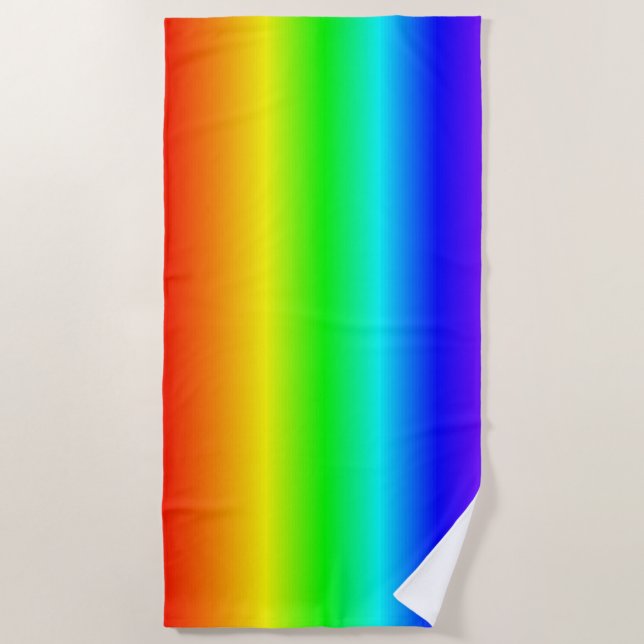 Happy Colours Rainbow Gradient Striped Pattern Beach Towel (Front)