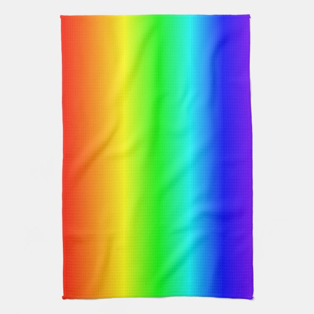 Happy Colours Rainbow Gradient Striped Pattern Kitchen Towel (Vertical)