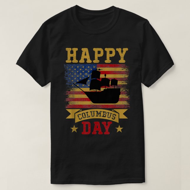 Happy Columbus Day 1492 T-Shirt (Design Front)