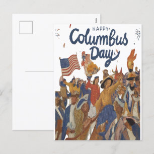 Happy Columbus Day Celebration Holiday Postcard