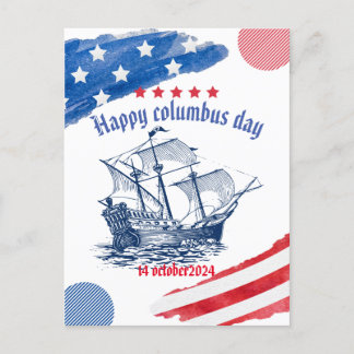 happy columbus day usa 14 october postcard