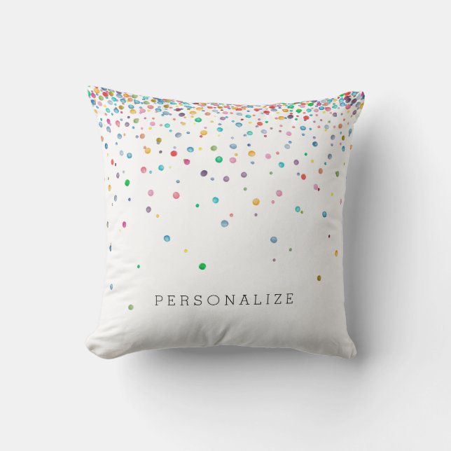 Happy Confetti Dots Throw Pillow (Front)
