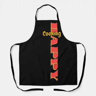 Happy Cooking Black Chef Apron