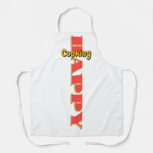 Happy Cooking White Chef Apron