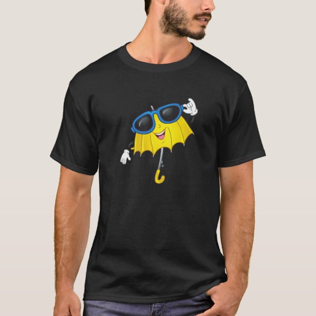 Happy Cool Yellow Umbrella and Sunglasses for Men  T-Shirt (Front)