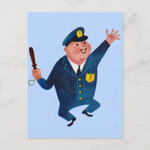 happy cop postcard