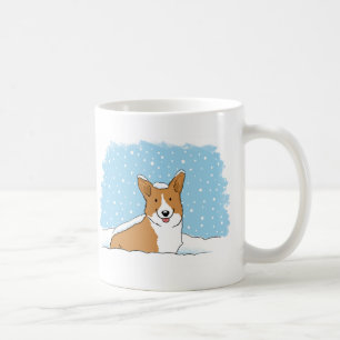 Happy Corgi in the Snow Cute Winter Holiday Dog Coffee Mug