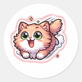 Happy Corgi Running with a Smile Classic Round Sticker