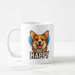 Happy Corgi with Colourful Heart- Dog lover design Coffee Mug