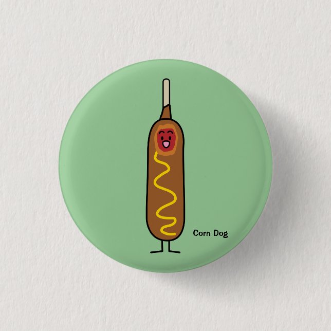 Happy Corn Dog 1 Inch Round Button (Front)