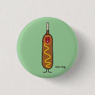 Happy Corn Dog 1 Inch Round Button