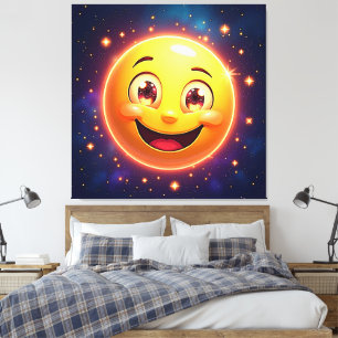 Happy Cosmic Eyes Emoji Canvas Print