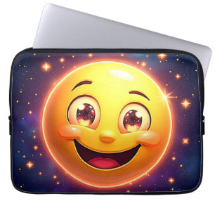 Happy Cosmic Eyes Emoji Laptop Sleeve