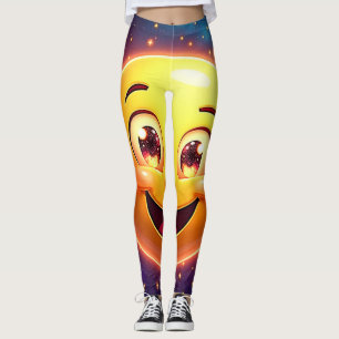 Happy Cosmic Eyes Emoji Leggings
